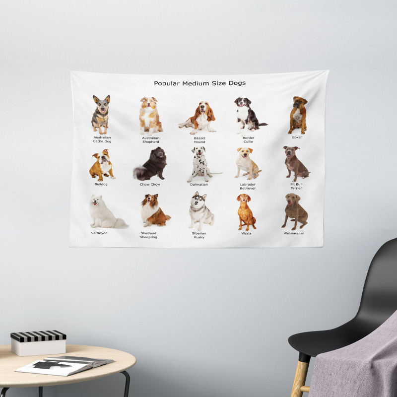 Puppy Breeds Family Wide Tapestry