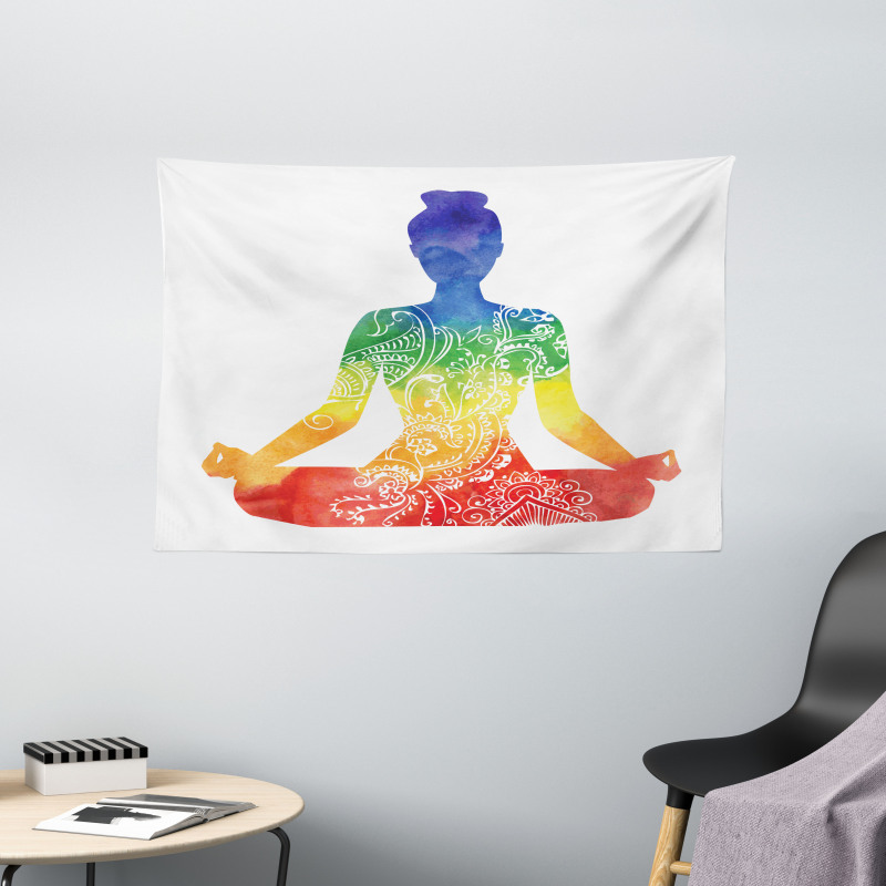 Ornate Motifs Rainbow Wide Tapestry