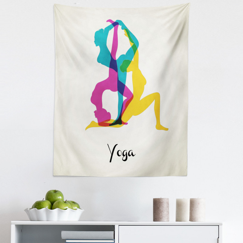 Rengarenk Mikrofiber Duvar Halısı Yoga Yapan Kadınlar