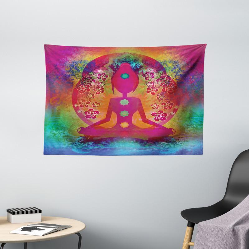 Mystic Chakra Ancient Theme Wide Tapestry