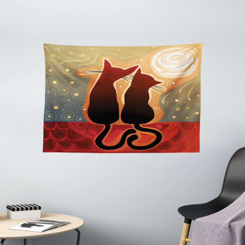 Moon in a Starry Sky Love Wide Tapestry