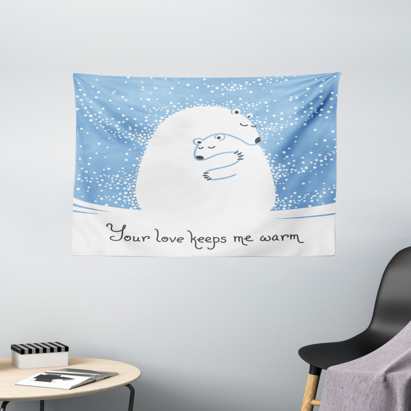 Polar Bear Mother Baby Wide Tapestry