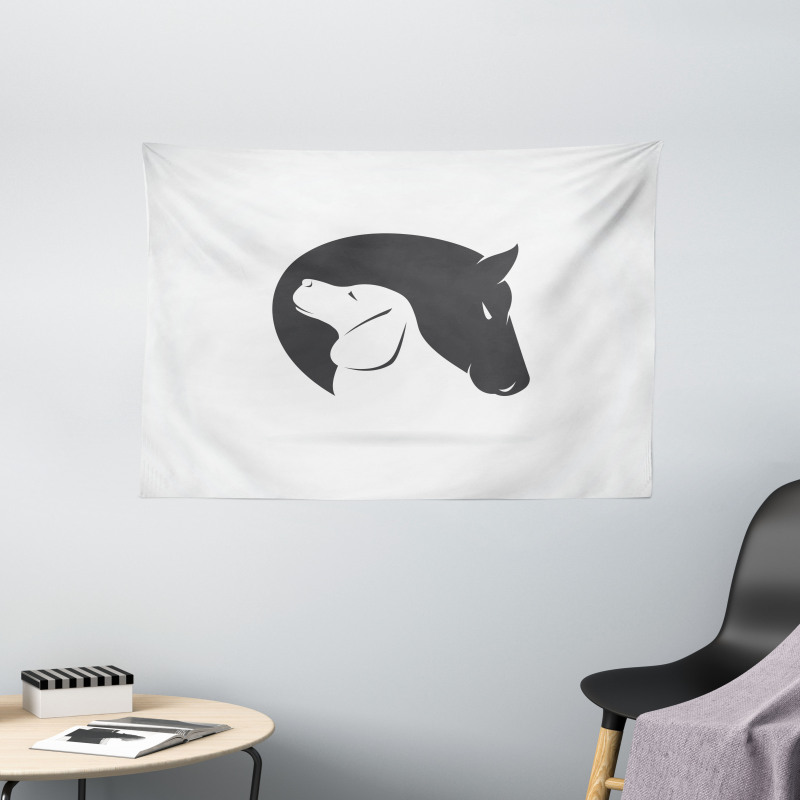 Dog Horse Friend Wide Tapestry