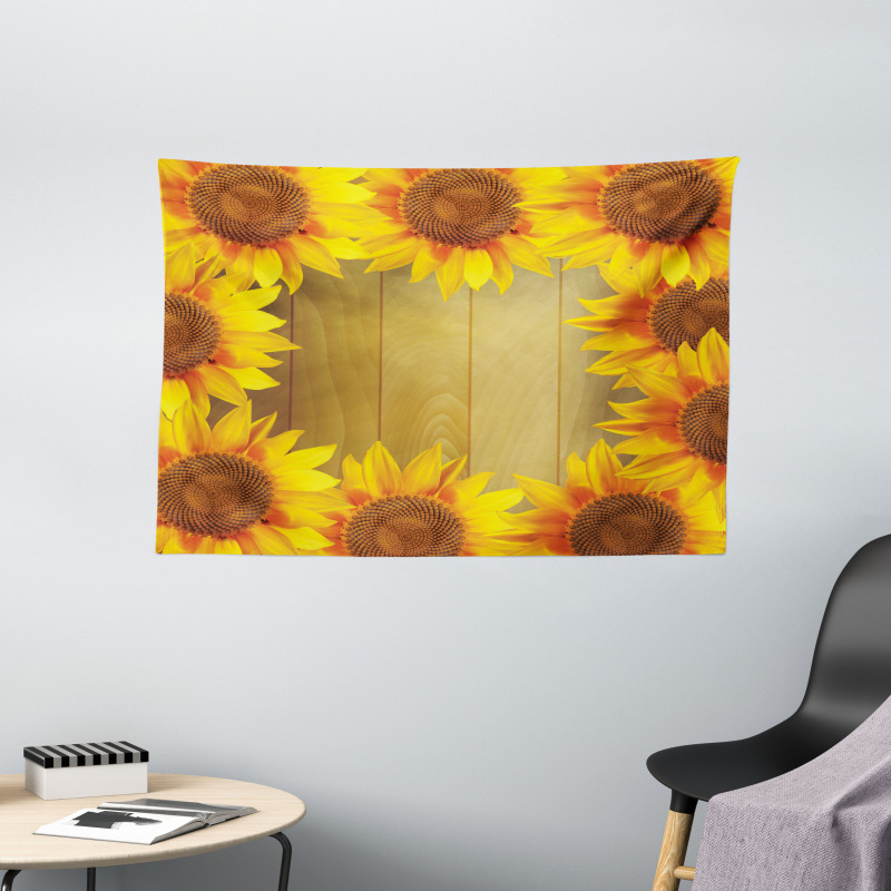 Flower Frame Circle Wide Tapestry