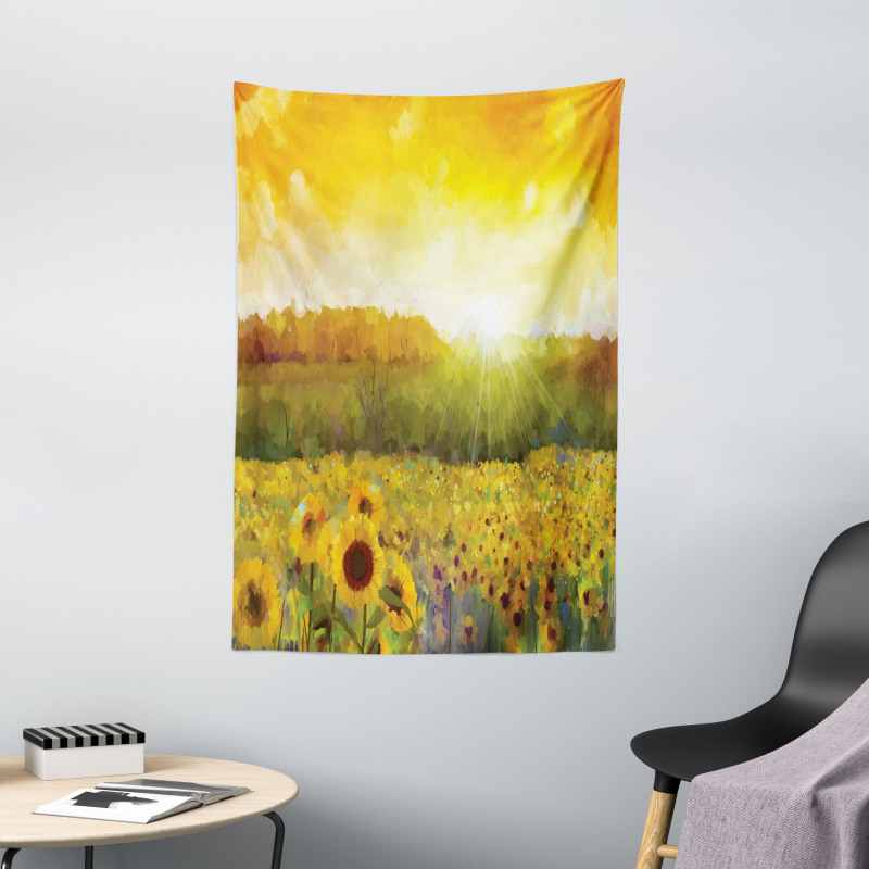 Golden Sunflower Field Tapestry