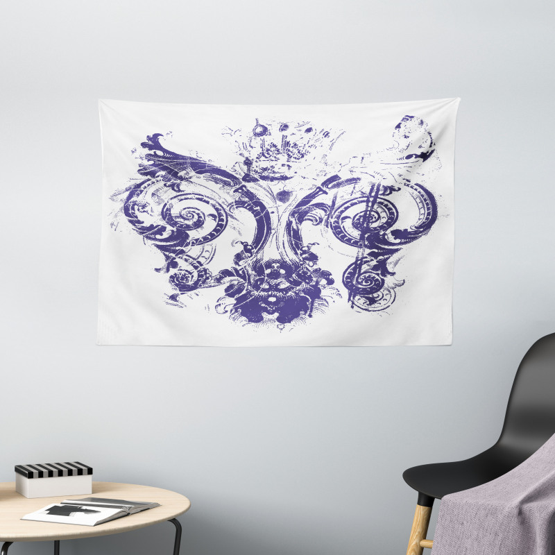 Grunge Lily Flag Wide Tapestry
