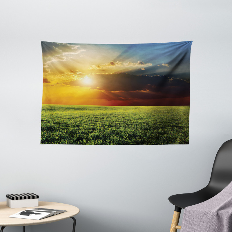 Dark Clouds Sunset Wide Tapestry