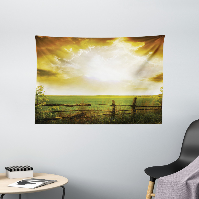 Sunset on Spring Field Wide Tapestry