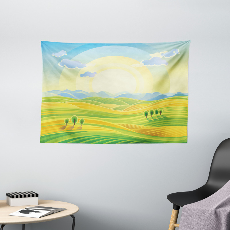 Sunny Rural Scenery Wide Tapestry