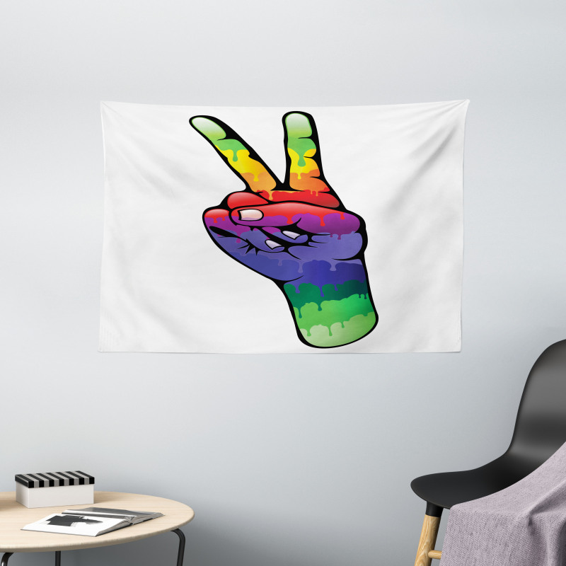 Love in Rainbow Colors Wide Tapestry