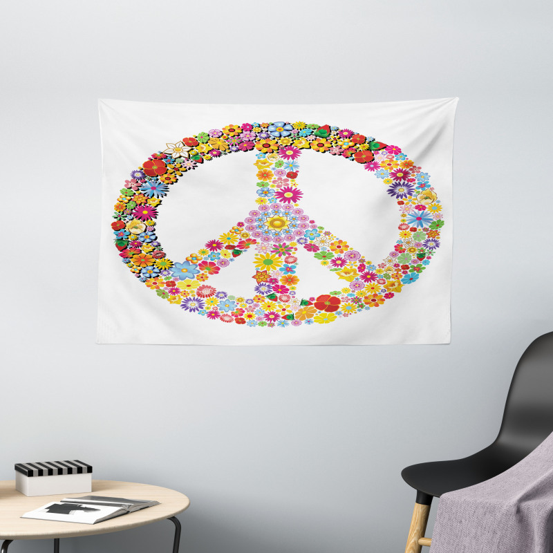 Floral Peace Wide Tapestry