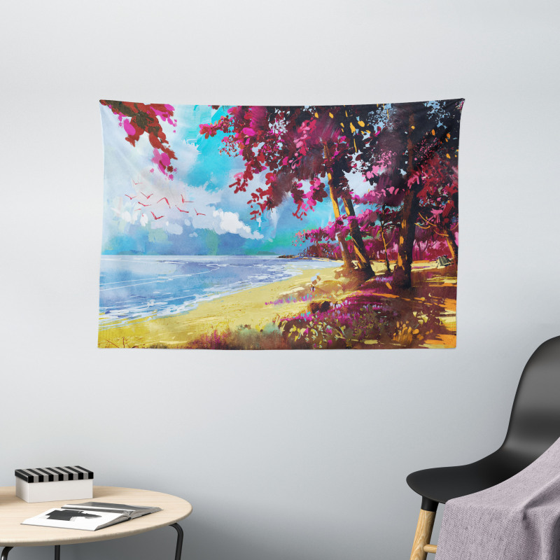Summer Blossom Trees Wide Tapestry