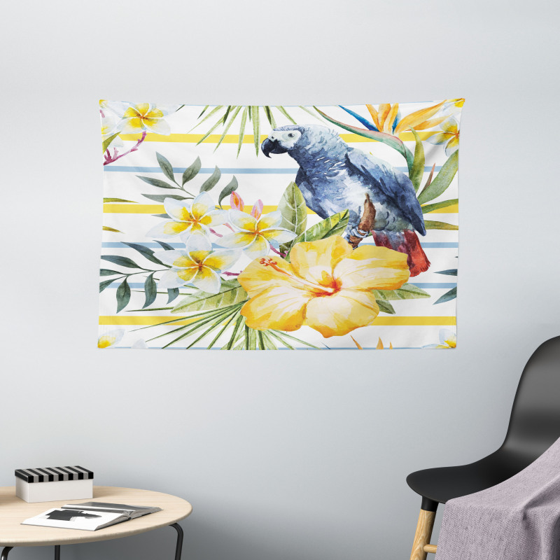 Tropic Exotic Parrots Wide Tapestry