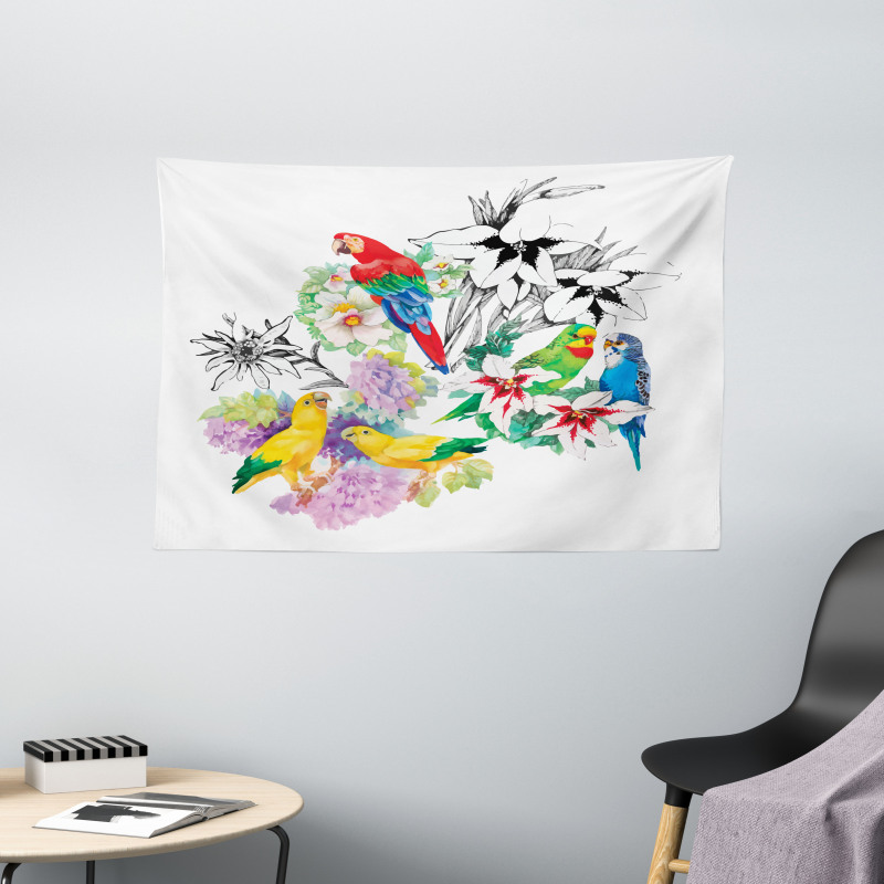 Floral Foliage Garden Wide Tapestry