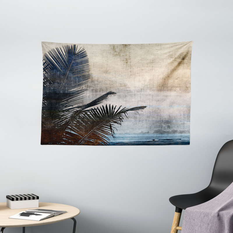 Grunge Palm Trees Art Wide Tapestry