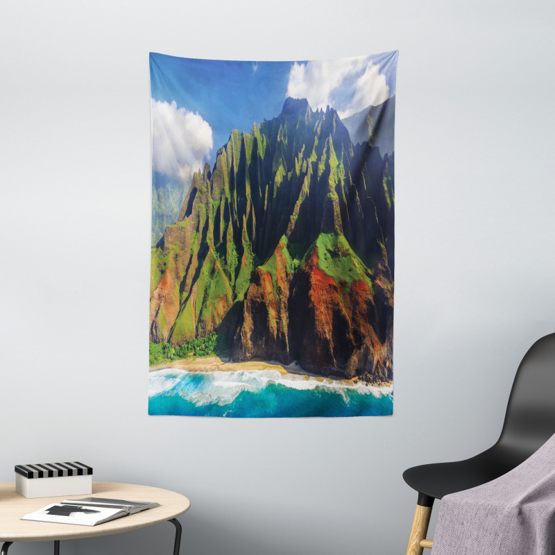 Mountain Ocean Clouds Tapestry