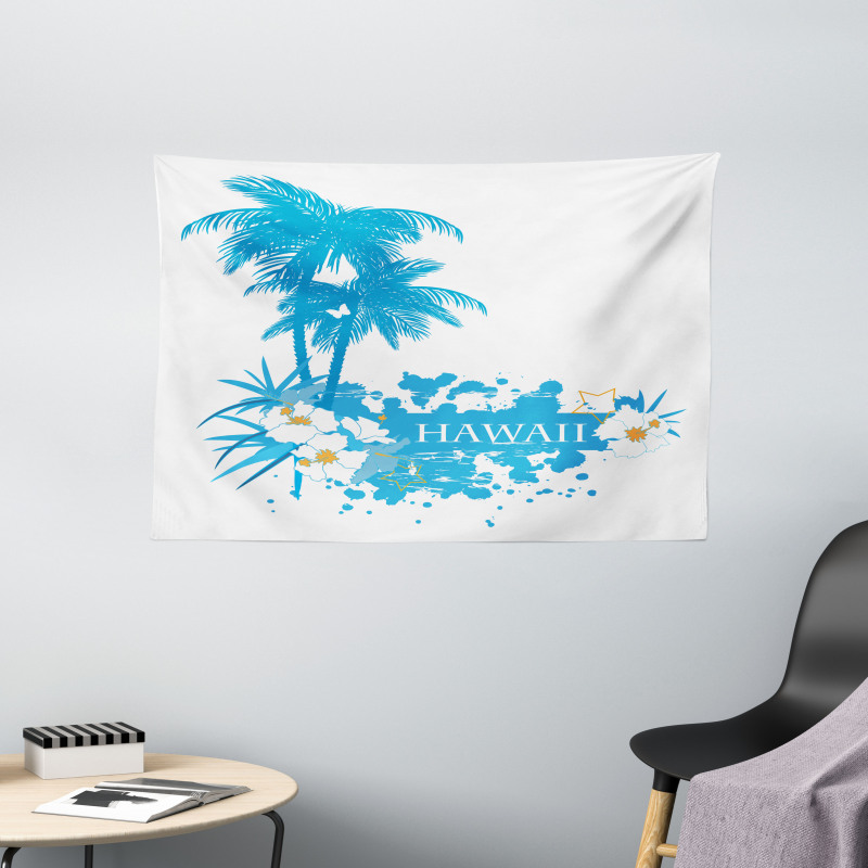 Hawaiian Island Aqua Wide Tapestry