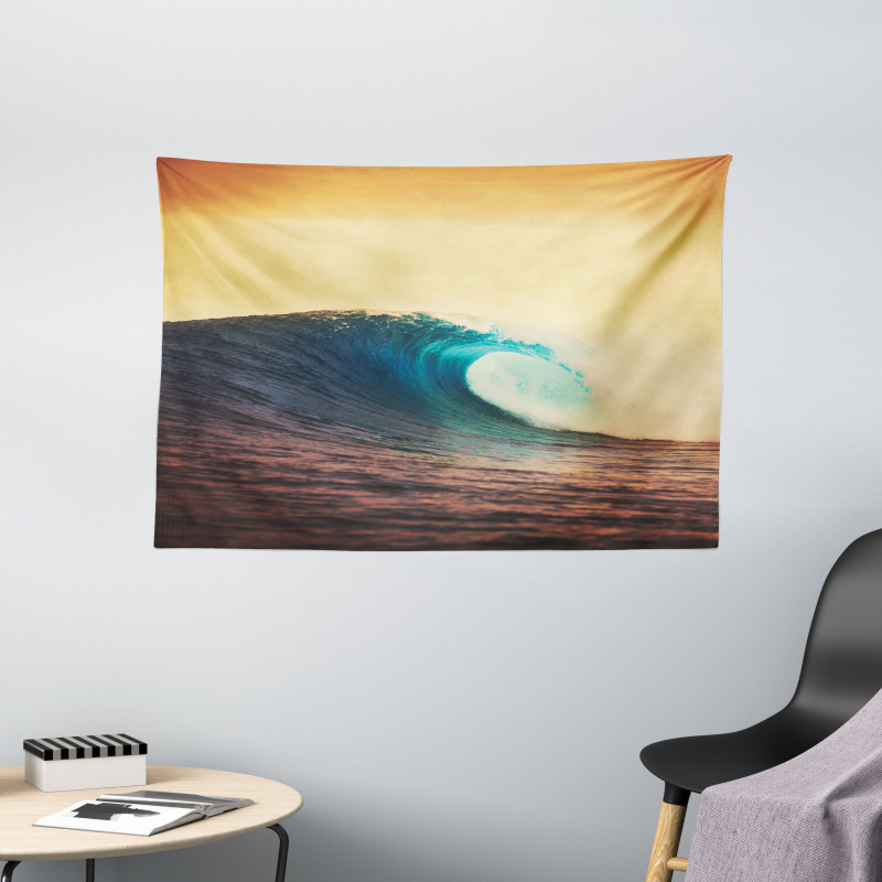 Sunset in Warm Colors Wide Tapestry