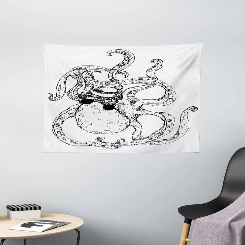 Hipster Animal Sketch Wide Tapestry