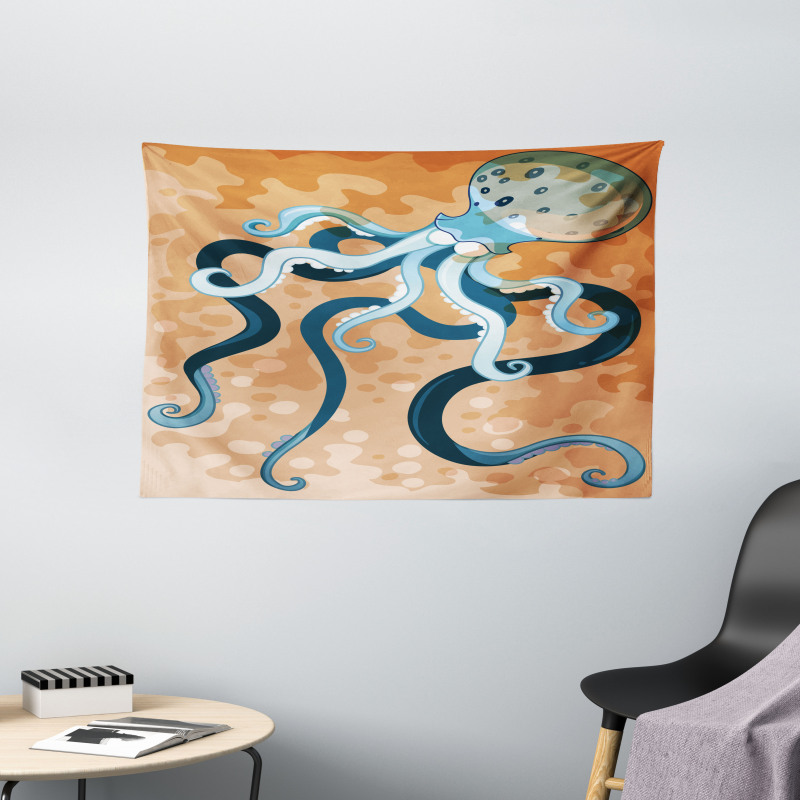 Oceanic Animal Cartoon Wide Tapestry