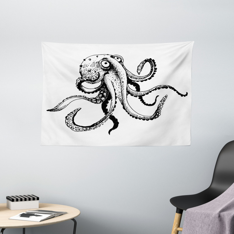 Comic Funny Art Doodle Wide Tapestry