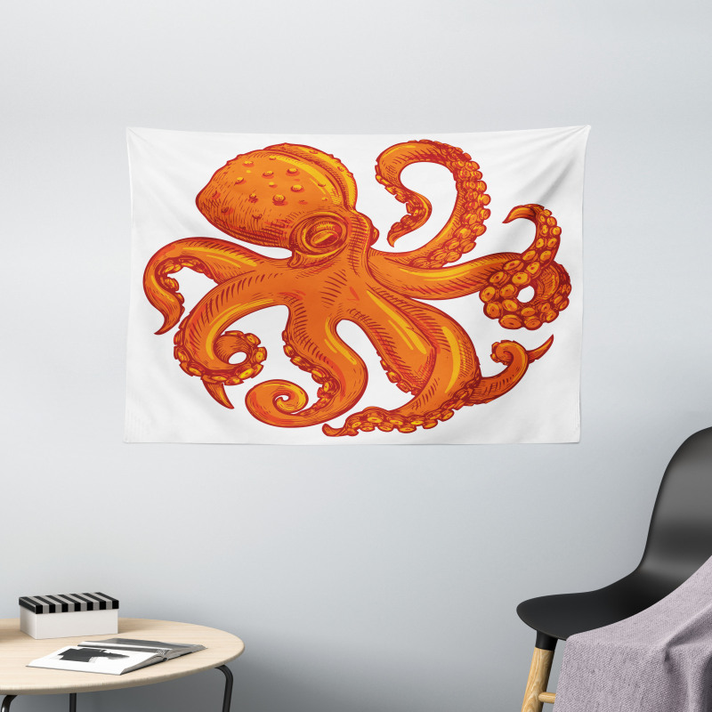 Orange Animal Wildlife Wide Tapestry