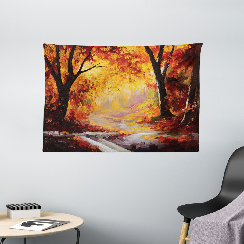 Forest Trees Leaves Wide Tapestry