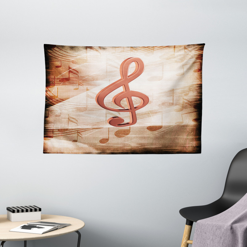 Grunge Abstract Notes Wide Tapestry
