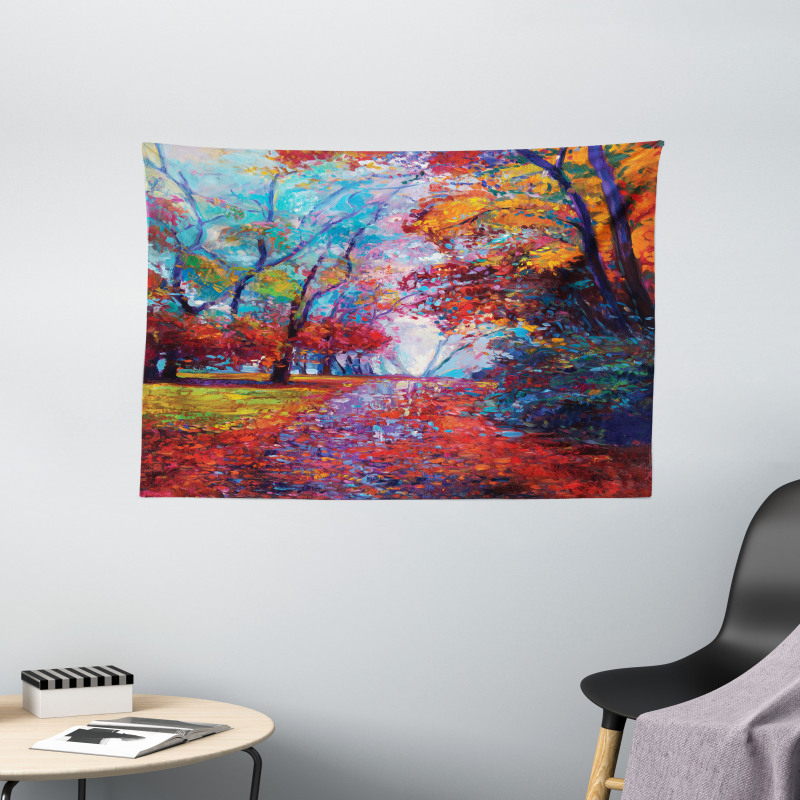 Trees Park Fall Autumn Wide Tapestry