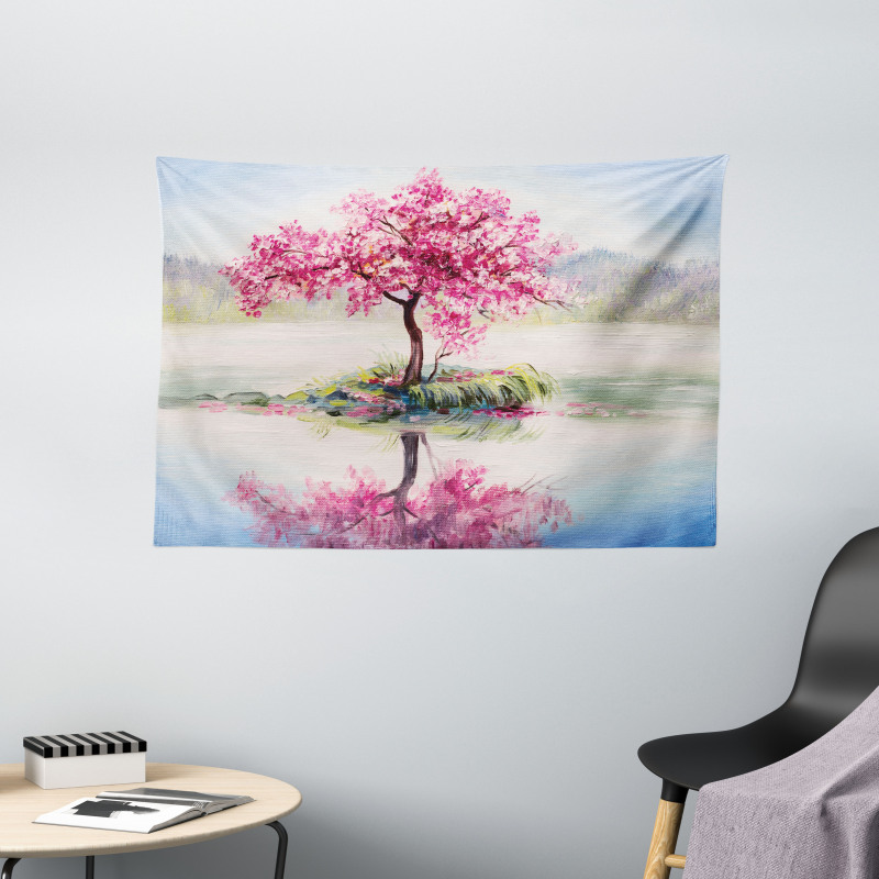 Japanese Cherry Tree Wide Tapestry