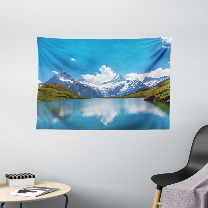 Snow Frozen Lake Swiss Wide Tapestry