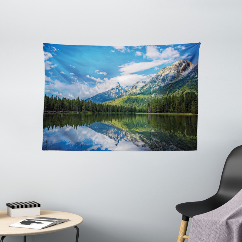 Mountain Lake Scenery Wide Tapestry