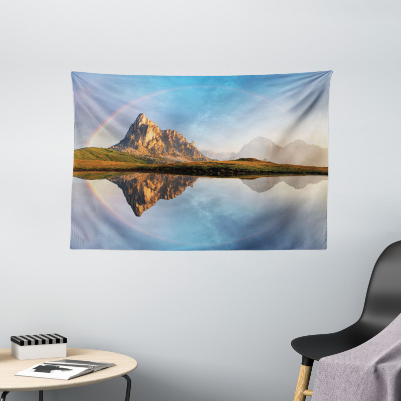 Rainbow over Mountain Wide Tapestry