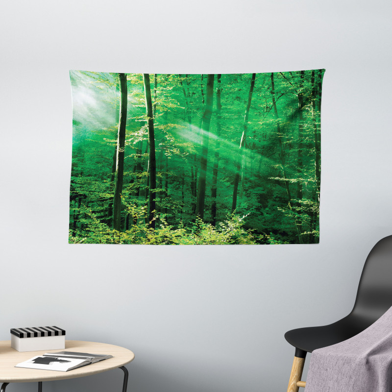 Forest Trees Morning Wide Tapestry