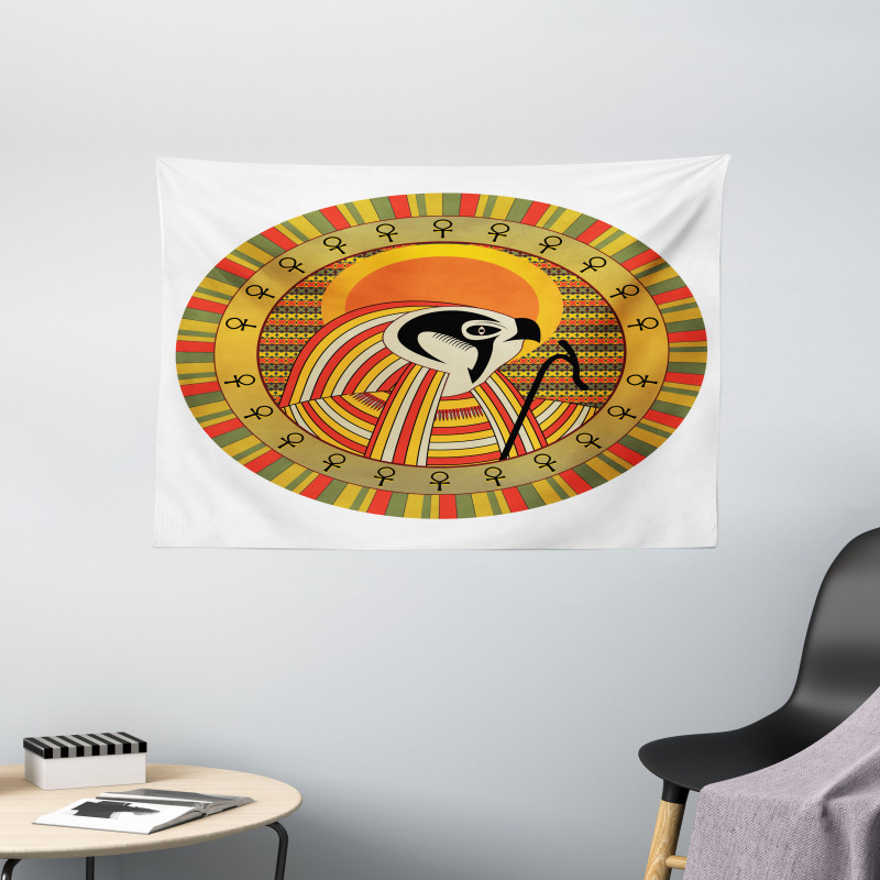 Ancient Sun Figure Wide Tapestry