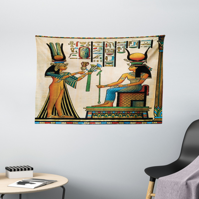 Old Egyptian Papyrus Wide Tapestry