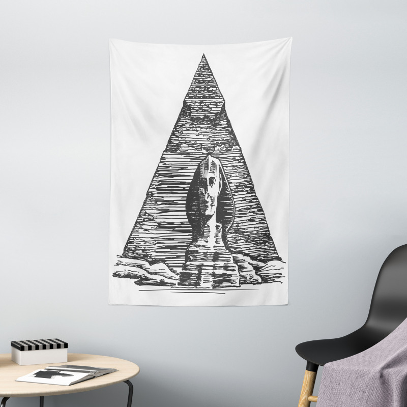 Sphinx Pyramid Sketch Tapestry