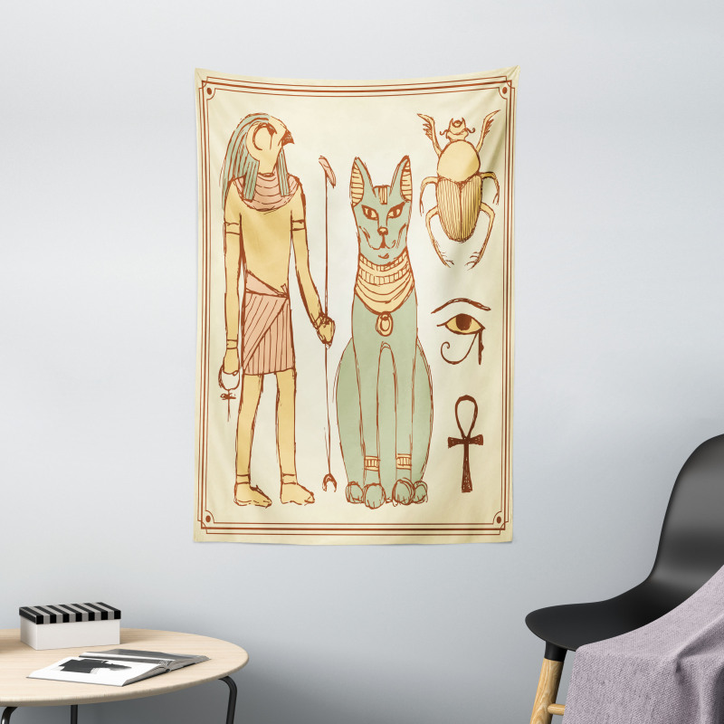 Ancient Cat Figure Tapestry