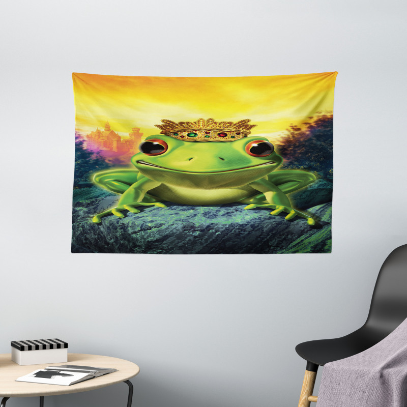 Frog Prince with Crown Wide Tapestry