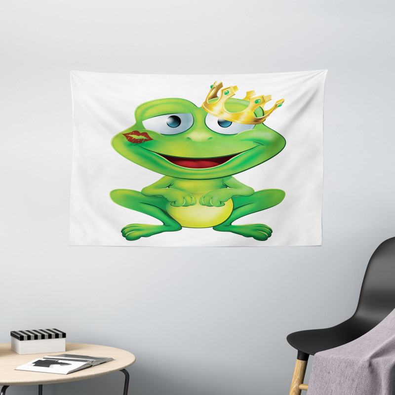 Crown Frog Prince Wide Tapestry