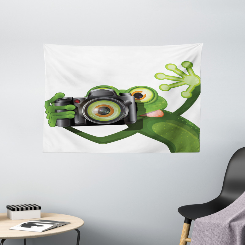 Funny Animal with Camera Wide Tapestry