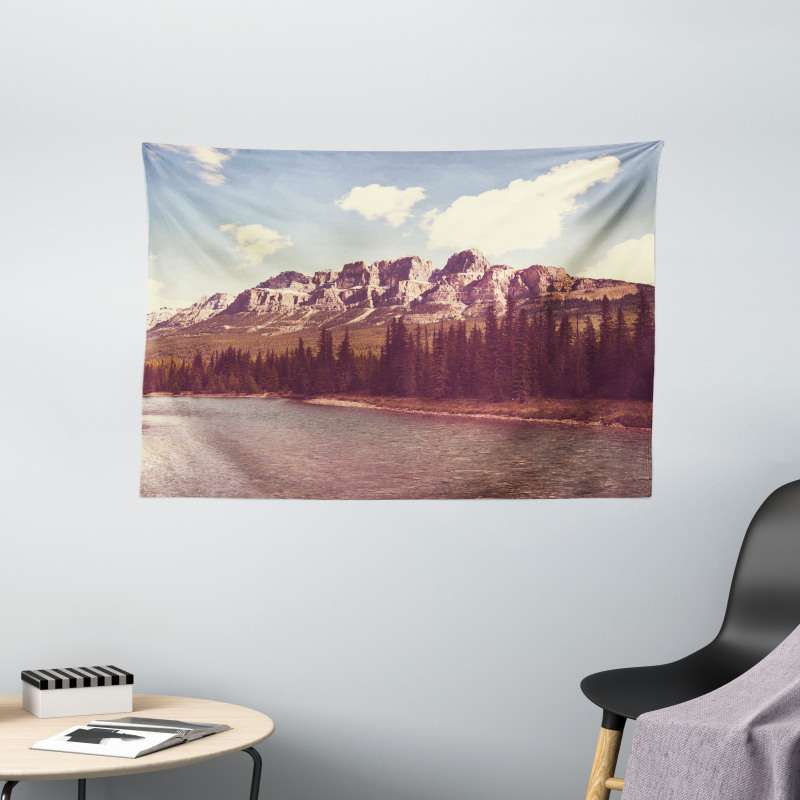 Canada River and Trees Wide Tapestry