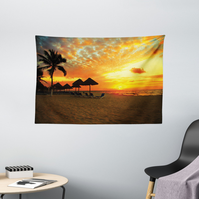 Romantic Sunset Scenery Wide Tapestry
