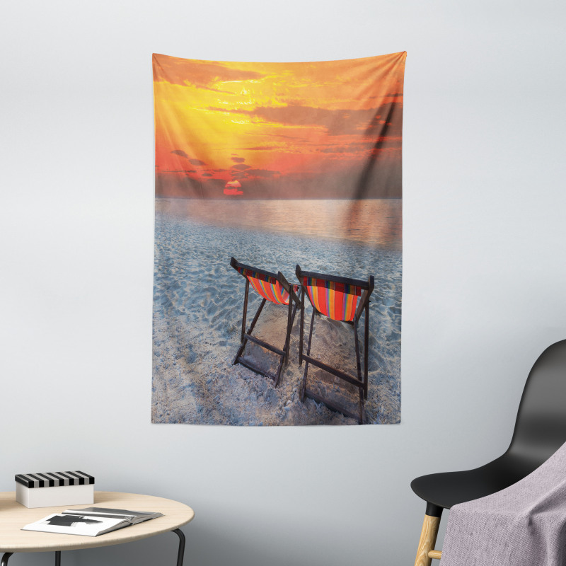 Beach with Colorful Sky Tapestry