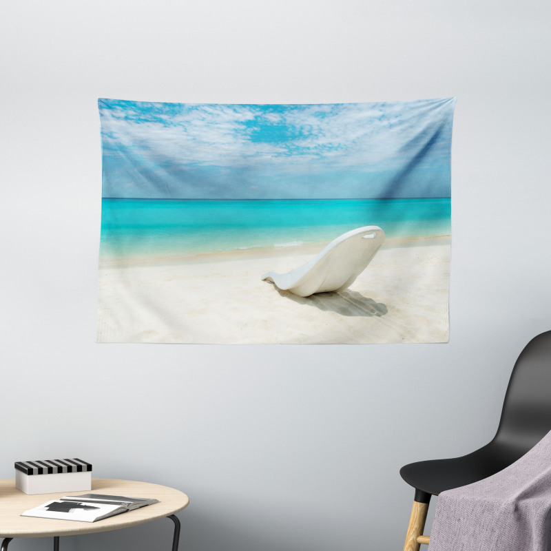 Maldives Beach Sunny Day Wide Tapestry