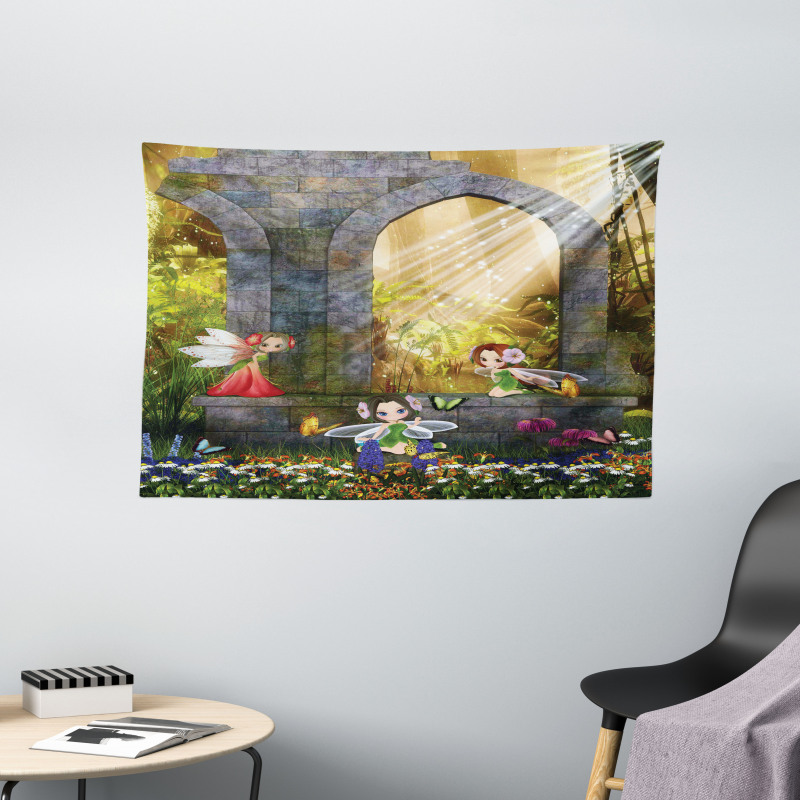 Flowers Blossoms Scene Wide Tapestry