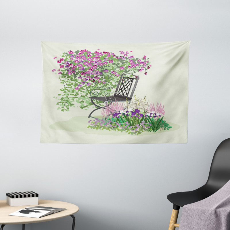 Flowers Blooming Garden Wide Tapestry