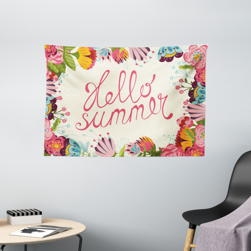 Hello Summer Garden Art Wide Tapestry