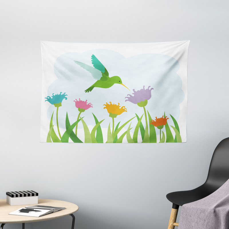 Garden Art Hummingbird Wide Tapestry