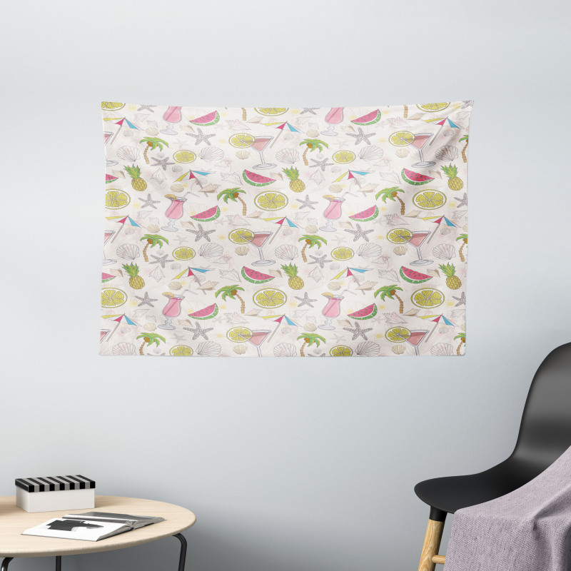 Watermelon Lemon Umbrella Wide Tapestry